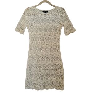 Lauren Ralph Lauren Dress XS Beige Crochet Sheer